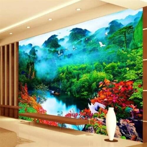 Beibehang Customized 3D mural beautiful Chinese landscape scenery background TV home decoration painting papel de parede