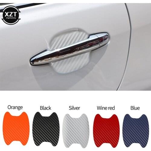 4PCS Auto Products 3D Carbon Fiber Car Automatic Door Cover Film Handle Scratch Door Bowl Sticker Car Stickers Car Accessories