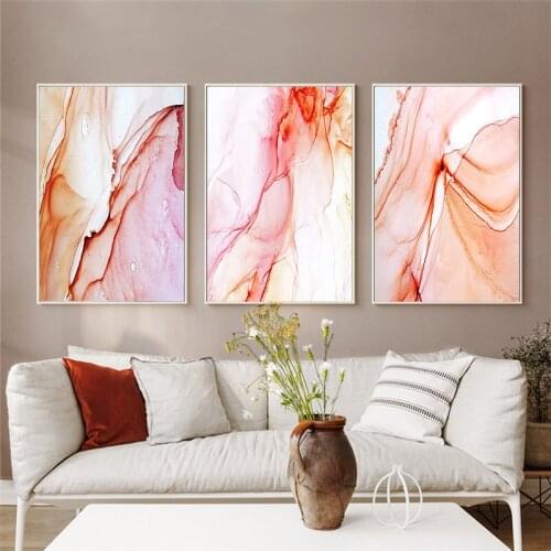 Abstract Marble texture Self-adhesive Wallpapers Painting Nordic Style Ink Wall Art Pink Brown wall poster Room Decoration