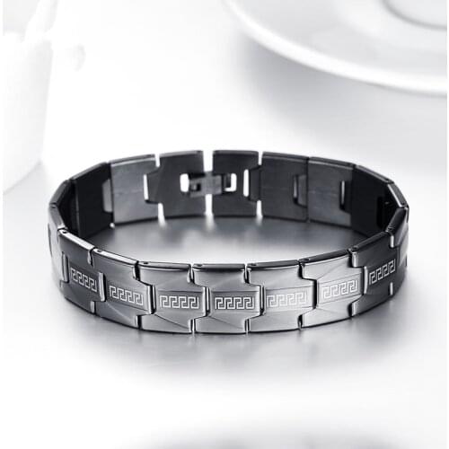 Promotion Black Chain Link Mens Bracelets High Quality Stainless Steel 16mm Width Bracelet Wholesale