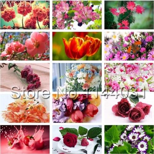 MYCELLA Diy Full Diamond Painting Cross Stitch Flowers Roses & Tulips Diamond Mosaic Embroidery Canvas Home Decor Painting