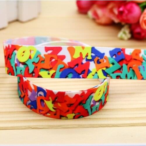 7/8'' Free shipping letter printed grosgrain ribbon hairbow headwear party decoration diy wholesale OEM 22mm P5491