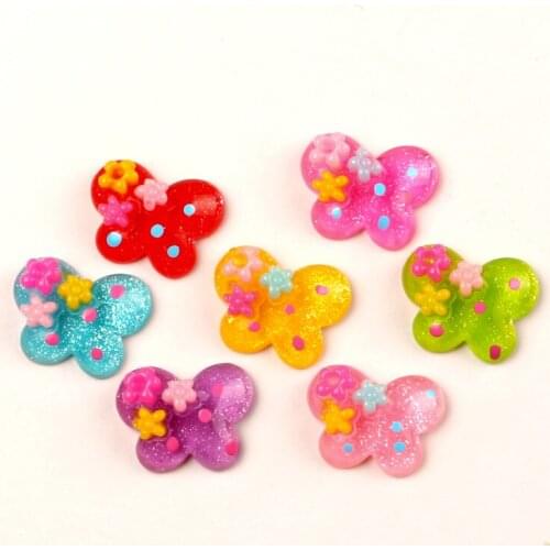 50Pcs Mixed Butterfly Resin Decoration Crafts Beads Flatback Cabochon Scrapbook Kawaii DIY Embellishments Accessories Buttons