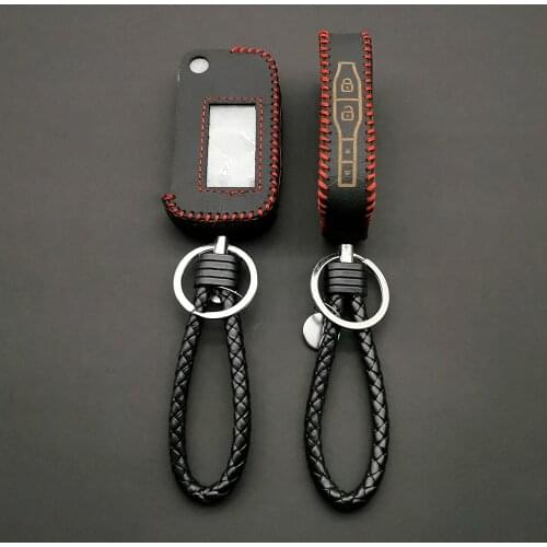 E90 Leather Key Case Cover For Starline E90 Fold E60 E61 E91 4 Buttons Folding Car Flip Remote Control Protect Shell