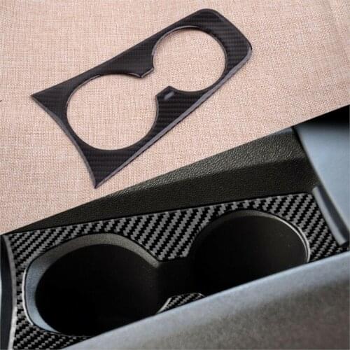 CITALL Car Water Cup Holder Cover Panel Sticker Fit For Chevrolet Camaro 2010 2011 2012 2013 2014 2015 Carbon Fiber Black