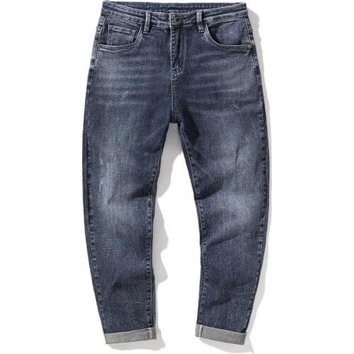 2021 Classic Style Cotton Business Casual Denim Trousers Brand Pants Harem Pants Men Black Regular Fit Stretch Jeans