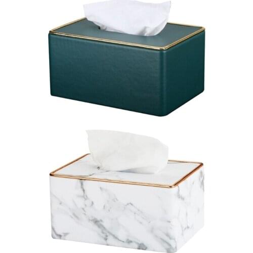 E56C Leather Tissue Box Rectangular Napkin Holder Pumping Paper Case Dispenser Decor