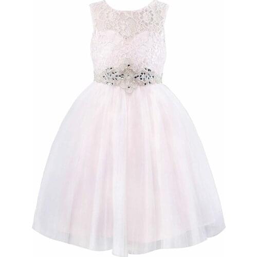 Ivory Color Lace Gauze Party Communion Dresses Wedding Flower Girl Full Girls Tulle Pageant Dress Toddler Girl Dress Gown Fiesta