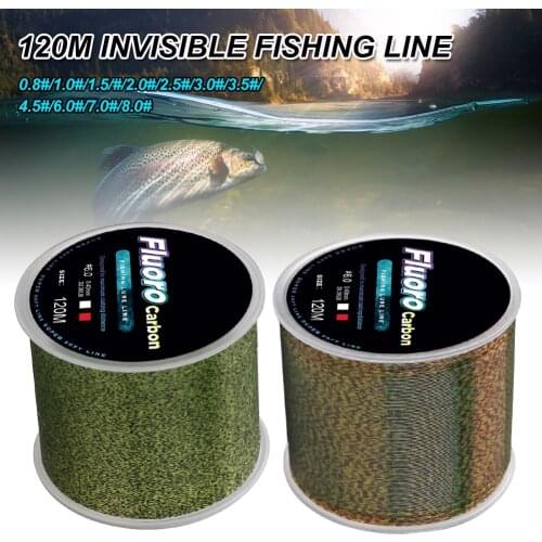 120m Invisible Fishing Line Speckle Fluorocarbon Coating Fishing Line 0.14mm-0.50mm 4.13LB-34.32LB Super Strong Spotted Line