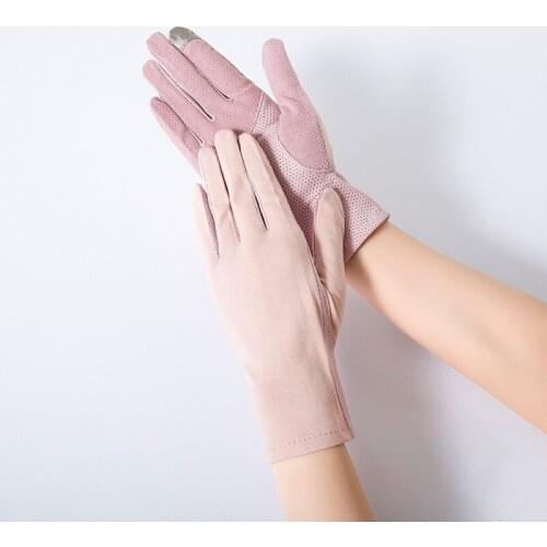 Summer Cotton Simple Style Sunscreen Touch Screen Solid Breathable High Elasticity Drive Cycling Non-Slip Anti-UV Thin Gloves