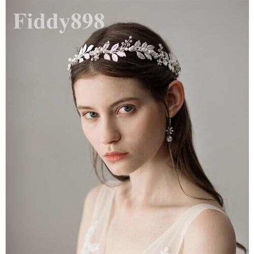 Fashion Leaves Wedding Headband Gold Bridal Headpiece Pearls Wedding Hair Accessories Bridal Hair Jewelry HD74