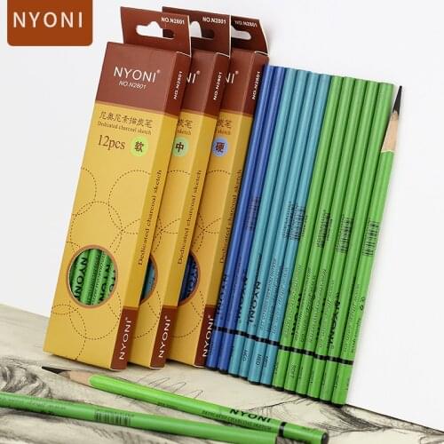 NYONI Extra Soft Drawing Pencil Set Pastel Charcoal Sketch Painting Pecncils Soft/Medium/Hard Carbon Pen Stationery Art Supplies