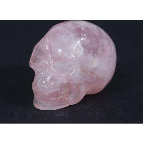 2'' Natural Rose Quartz Crystal Skull Specimen Healing Reiki Figurine Pink