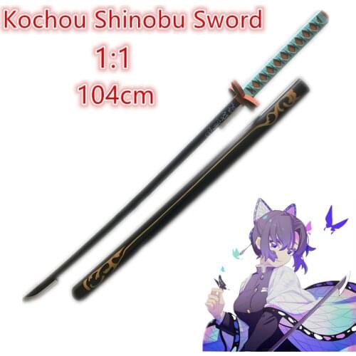 104cm Demon Slayer Sword Weapon Kochou Shinobu Sowrd Cosplay 1:1 Ninja Knife PU Prop Kimetsu no Yaiba Anime Sword