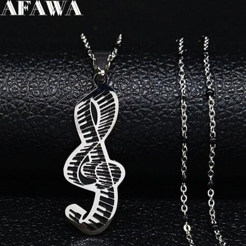 2021 Fashion Note Stainless Steel Necklaces for Women Black Enamel Chain Necklace Jewelry cadenas mujer N1878S01