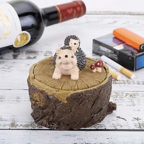 Hedgehog Ashtrays with Lid for Cigarettes, Resin Ashtray Decorative Ash Tray Home Ashtray for Indoor and Outdoor