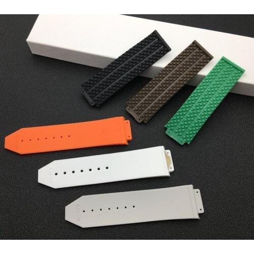 Top brand quality Silicone Rubber Black For Hublot strap for BIG BANG Men Watchband 25*17mm Belt buckle Watch band green Tools