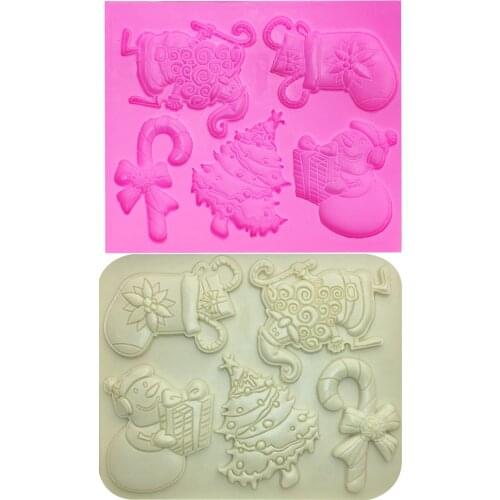 M1094 DIY Christmas decoration Christmas tree deer snowman umbrella and Santa Claus shape cake decorating tools silicone mould