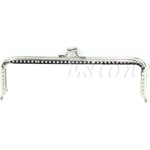 THINKTHENDO New Silver Handle Sewing Purse Handbag Coins Bags Metal Kiss Clasp Frame 15cm