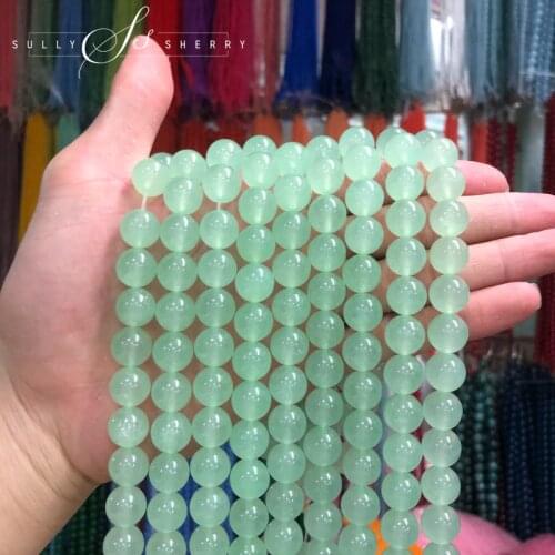 High Quality Natural Stone Beads Green Aventurine Chalcedony Jades Round Loose Beads For Jewelry Making 4-12 MM DIY Bracelet