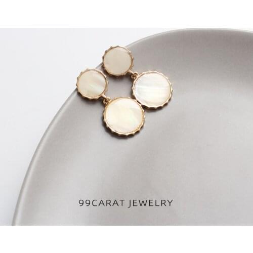 Qingdao jewelry 99 carat European and American style exaggerated round shell drop glaze simple texture Earrings female WL