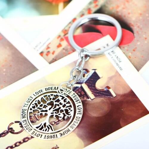 Trust Love Dream Hope Hollow Out Keyring Women Gifts Key Ring Life Tree Pendant Charm Keychain Jewelry