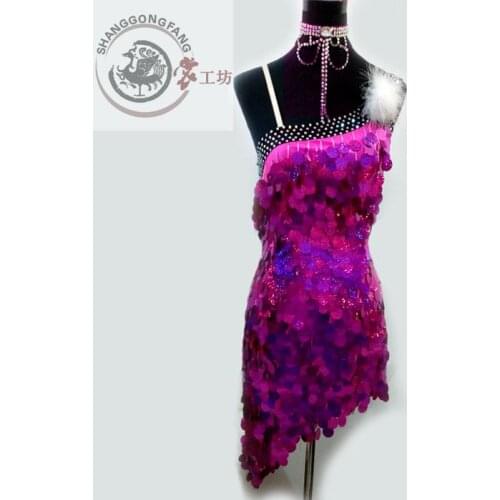 New style latin dance costume sexy sequins single sleeves latin dance dress for women latin dance competition dresses S-4XL