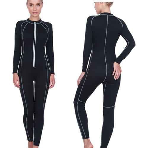 Lady Water Sports Simple Black 2mm Swimming Surf Suit Spearfish Full Body Front Zip Diving Wetsuit