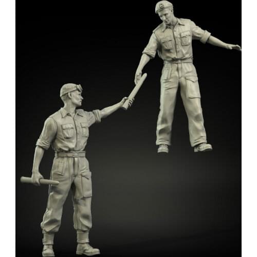 1/35 Resin Figures Model GK Kits 2 Soldier Unassambled Unpainted C647