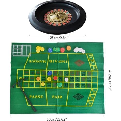 10 inch Roulette Game Set Casino Roulette with Table Cloth Poker Chips for Bar KTV Party Borad Game