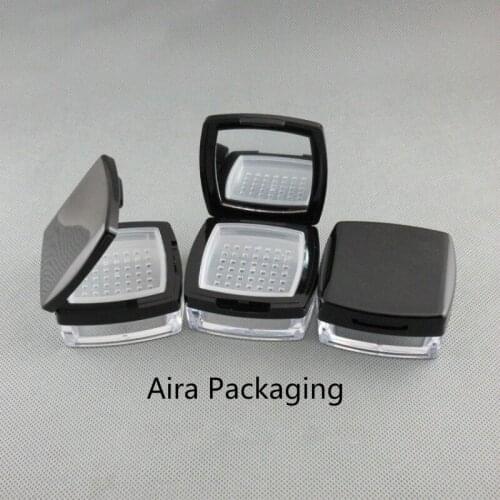 10ML 25pcs/lot Square Shape Elegant Loose Powder Case with Mirror DIY Plastic Cosmetic Powder Refillable Jar Facial Beauty Tool