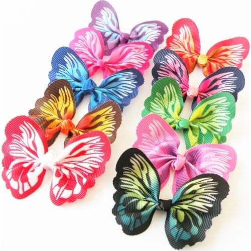 100pcs Dog hair accessories Butterfly design Dog Pet hair bows Rubber bands Pet grooming products Fashion Pet Supplies