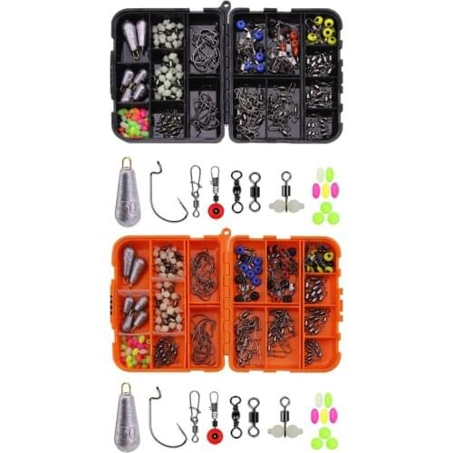 177 Pcs Fishing Accessories Kit Set with Tackle Box Jig Beans Floats Stopper Hooks Beads Swivels