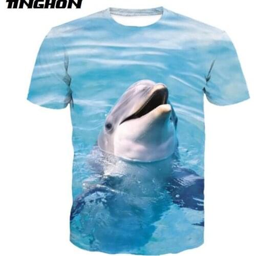 3D Dolphin T Shirt Men Short Sleeve T Shirt Fashion Harajuku Summer Tees Cute Animal Tops Ocean Couple Tops Plus size XS 6XL 7XL