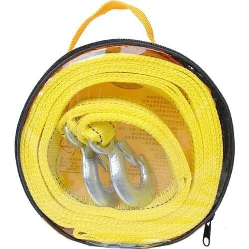 4 Meter Car Tow Pull Rope Strap Hooks Safety First Aid Traction Automobile Fluorescent Yellow Double Thickening Towing Cord