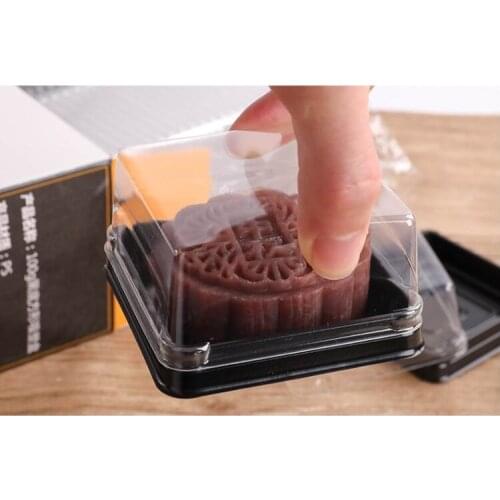 50g Square Moon Cake Trays Mooncake Packaging Box Container Holder With Covers Plastic Moon Cake Boxes 100 Sets