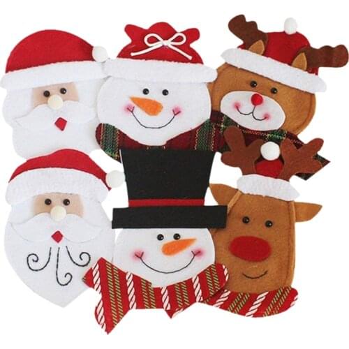 6pcs Cutlery Holder Towel Knives Fork Spoon Cute Santa Claus Shaped Tableware for Kitchen Decoration Christmas Eve Table (6PCS)