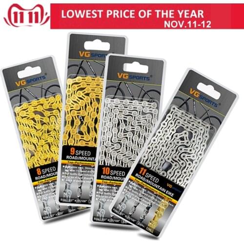 MTB Chains Road Mountain Bike Parts Bicycle Chain 8 9 10 11 Speed 116L Cycling Half/Full Hollow Gold Silver
