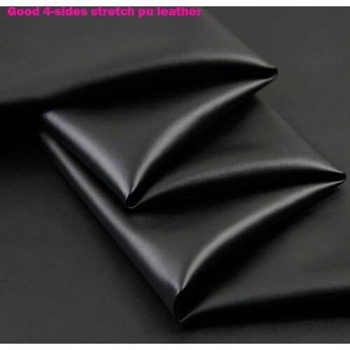 Good 69*50cm Black Artificial Leather Fabric Faux PU Leather 4-Side Stretch Soft PU Synthetic Leather Sewing Material Diy Pants
