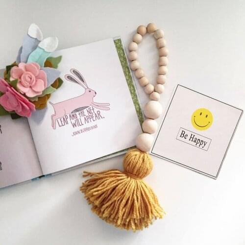 Nordic Style Wooden Beads Tassel Ball Garland Wall Hanging Ornament INS Kids Room Decorations Photography Prop Home Decoration