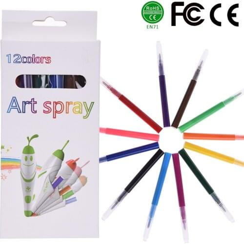 Children Airbrush Watercolor Pen Drawing Toys Set Multi-function Color Inkjet Pen Electric Spray Art Pen 12 Colors Useful