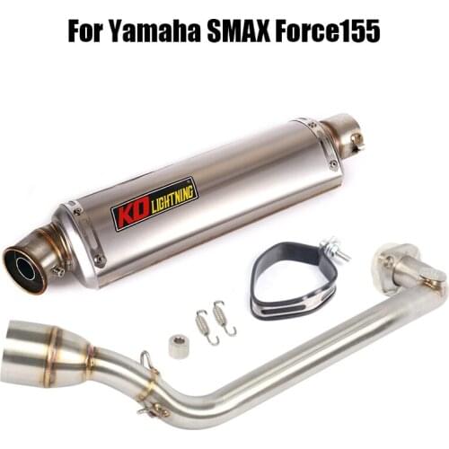 Full Exhaust System 51mm Escape Muffler Tip Slip On Front Mid Pipe Connect Section Modified Motorcycle For Yamaha SMAX Force155
