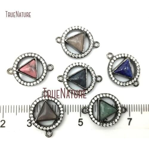 10Pcs Quartz, Blue Rock, Labradorite, Sunstone, Rhodonite Gun Black Round Shape Double Bail Pendant Online 18x13mm PC15010