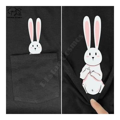PLstar Cosmos T Shirt Fashion summer pocket rabbit printed t-shirt men for women shirts tops funny cotton black tees