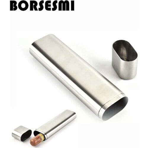 High quality Stainless steel 2 cigar tube portable metal cigar case travel pocket Humidor Smoker cigar tools accessories