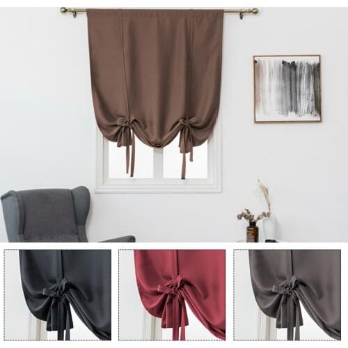 Short Curtains Pure Color Window Curtain Kitchen Roman Blinds Curtains Home Living Room Bedroom Hanging Window Supplies