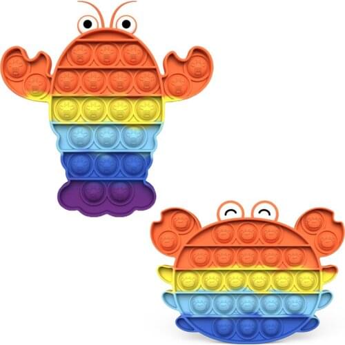 Crab Lobster Push Bubble Silicone Sensory Toy Stress Relief Concentration Game Restore Emotions Toy for OCD Anxiety