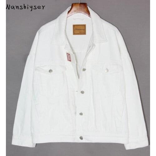 White Denim jacket Womens Autumn Korean Ropa para mujer Plus size Loose Short Jean jacket Female Casual Cowboy coat Streetwear