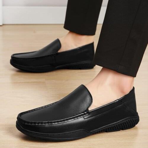 Mens Leather Loafers outdoor fashion Comfortable Business Shoes for Men Royal Mens Driving Shoes Flat Heel Rubber Sole Shoes