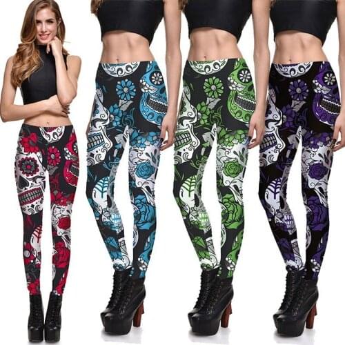 New 2020 Womens Yoga Pants Plus Size 4XL Leggings Skull Digital Print Capri Slim Pants Yoga Pantalones Gym Fitness Leggings